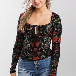 Free People Make It Easy Fitted Top Dark Night Sz Medium M